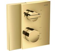 hansgrohe AXOR Edge Termostato montado a ras con la válvula de cierre, 46750990, Color: Óptica Oro Pulido
