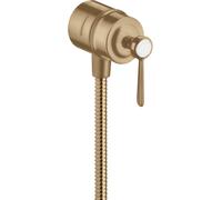 hansgrohe AXOR Montreux Conexión de manguera de cierre Fixfit, válvula de cierre, mango de palanca, 16883140, Color: Bronce cepillado