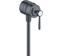 hansgrohe AXOR Montreux Conexión de manguera de cierre Fixfit, válvula de cierre, mango de palanca, 16883340, Color: Cromo negro cepillado