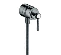 hansgrohe AXOR Montreux Conexión de manguera de cierre Fixfit, válvula de cierre, mango de palanca, 16883330, Color: Cromo negro pulido