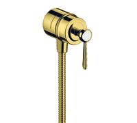 hansgrohe AXOR Montreux Conexión de manguera de cierre Fixfit, válvula de cierre, mango de palanca, 16883990, Color: Óptica Oro Pulido
