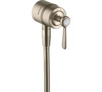 hansgrohe AXOR Montreux Conexión de manguera de cierre Fixfit, válvula de cierre, mango de palanca, 16883820, Color: Níquel Cepillado