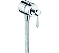 hansgrohe AXOR Montreux Conexión de manguera de cierre Fixfit, válvula de cierre, mango de palanca, 16883800, Color: Óptica de acero inoxidable