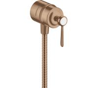 hansgrohe AXOR Montreux Conexión de manguera de cierre Fixfit, válvula de cierre, mango de palanca, 16883310, Color: Oro rojo cepillado