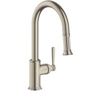hansgrohe AXOR Montreux DN 15 Monomando de cocina 180 con ducha extraíble, 16581820, Color: Níquel Cepillado