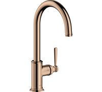 hansgrohe AXOR Montreux DN 15 Monomando de cocina 260 con caño giratorio, 16580300, Color: Oro rojo pulido