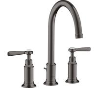 hansgrohe AXOR Montreux Mezclador de lavabo de 3 agujeros 180, juego de desagüe, tiradores de palanca, proyección de 175 mm, 16514340, Color: Cromo negro cepillado