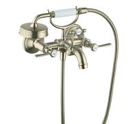 hansgrohe AXOR Montreux Mezclador de 2 manijas para bañera, de superficie, con manijas de palanca, proyección 220mm, 16551820, Color: Níquel Cepillado