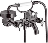 hansgrohe AXOR Montreux Mezclador de 2 manijas para bañera montado en superficie, 16540330, Color: Cromo negro pulido