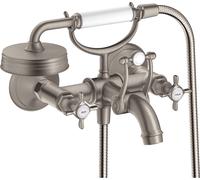 hansgrohe AXOR Montreux Mezclador de 2 manijas para bañera montado en superficie, 16540800, Color: Óptica de acero inoxidable