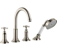 hansgrohe AXOR Montreux Mezclador de 4 agujeros para azulejos, 16544820, Color: Níquel Cepillado