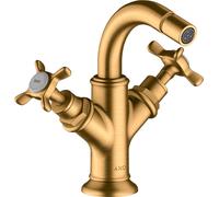 hansgrohe AXOR Montreux Mezclador de bidé de dos manijas, juego de desagüe, 16520250, Color: Óptica de oro cepillado