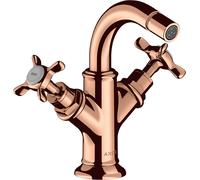 hansgrohe AXOR Montreux Mezclador de bidé de dos manijas, juego de desagüe, 16520300, Color: Oro rojo pulido