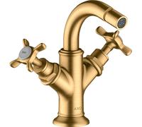 hansgrohe AXOR Montreux Mezclador de bidé de dos manijas, juego de desagüe, 16520950, Color: Latón cepillado