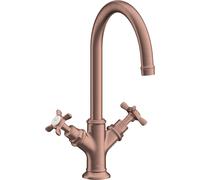 hansgrohe AXOR Montreux Mezclador de lavabo de 2 mandos 210, juego de juego de desagüe, 16502310, Color: Oro rojo cepillado
