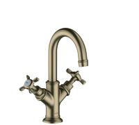 hansgrohe AXOR Montreux Mezclador de lavabo de 2 manijas 160, juego de desagüe, para lavabo manual, 16505820, Color: Níquel Cepillado