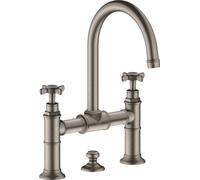 hansgrohe AXOR Montreux Mezclador de lavabo de 2 manijas 220, juego de desagüe, 16510800, Color: Óptica de acero inoxidable