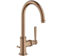 hansgrohe AXOR Montreux Mezclador monomando de lavabo 210, juego de desagüe, 16517310, Color: Oro rojo cepillado