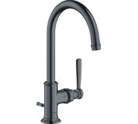 hansgrohe AXOR Montreux Mezclador monomando de lavabo 210, juego de desagüe, 16517340, Color: Cromo negro cepillado