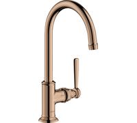 hansgrohe AXOR Montreux Mezclador monomando de lavabo 210, sin residuos, voladizo de 175 mm, 16518300, Color: Oro rojo pulido