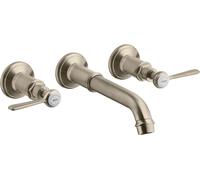 hansgrohe AXOR MONTREUX Mezclador para lavabo de 3 agujeros empotrado, montaje en pared, tiradores de palanca, 16534820, Color: Níquel Cepillado