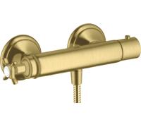 hansgrohe AXOR Montreux termostato de ducha de superficie, 1 consumidor, 16261950, Color: Latón cepillado