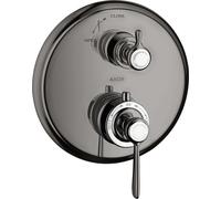 hansgrohe AXOR Montreux termostato empotrado con válvula de cierre, manija de palanca, 1 consumidor, 16801330, Color: Cromo negro pulido