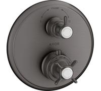 hansgrohe AXOR Montreux termostato empotrado con válvula de cierre o válvula de conmutación, 16820340, Color: Cromo negro cepillado