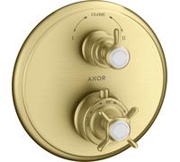 hansgrohe AXOR Montreux termostato empotrado con válvula de cierre o válvula de conmutación, 16820950, Color: Latón cepillado