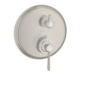 hansgrohe AXOR Montreux termostato empotrado, válvula de cierre y cambio, mango de palanca, 2 consumidores, 16821800, Color: Óptica de acero inoxidable
