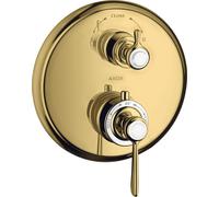 hansgrohe AXOR Montreux termostato empotrado, válvula de cierre y cambio, mango de palanca, 2 consumidores, 16821990, Color: Óptica Oro Pulido