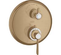 hansgrohe AXOR Montreux termostato empotrado, válvula de cierre y cambio, mango de palanca, 2 consumidores, 16821140, Color: Bronce cepillado