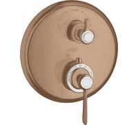hansgrohe AXOR Montreux termostato empotrado, válvula de cierre y cambio, mango de palanca, 2 consumidores, 16821310, Color: Oro rojo cepillado
