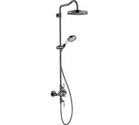 hansgrohe AXOR Montreux Tubo de ducha con termostato, rociador 240 1jet Classic, 16572330, Color: Cromo negro pulido