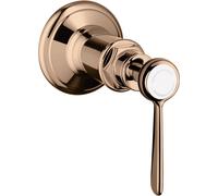 hansgrohe AXOR Montreux Válvula de cierre empotrada, manija de palanca, 16872300, Color: Oro rojo pulido