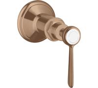 hansgrohe AXOR Montreux Válvula de cierre empotrada, manija de palanca, 16872310, Color: Oro rojo cepillado