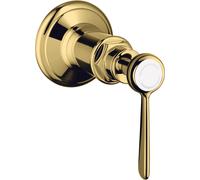 hansgrohe AXOR Montreux Válvula de cierre empotrada, manija de palanca, 16872990, Color: Óptica Oro Pulido