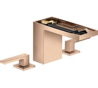 hansgrohe AXOR MyEdition Mezclador de lavabo de 3 agujeros 110, con juego de desagüe, sin placa, proyección 150mm, 47072300, Color: Oro rojo pulido