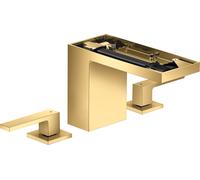 hansgrohe AXOR MyEdition Mezclador de lavabo de 3 agujeros 110, con juego de desagüe, sin placa, proyección 150mm, 47072990, Color: Óptica Oro Pulido