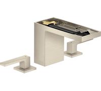 hansgrohe AXOR MyEdition Mezclador de lavabo de 3 agujeros 110, con juego de desagüe, sin placa, proyección 150mm, 47072820, Color: Níquel Cepillado