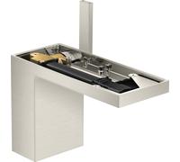 hansgrohe AXOR MyEdition Mezclador monomando de lavabo 110, con juego de desagüe, sin placa, proyección 150mm, 47032800, Color: aspecto de acero inoxidable