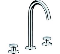 hansgrohe AXOR One Grifería de lavabo de 3 agujeros Select+ 170 con desagüe automático Push-Open, proyección 140mm, 48070000, Color: cromado