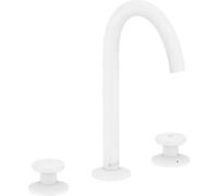 hansgrohe AXOR One Grifería de lavabo de 3 agujeros Select+ 170 con juego de desagüe Push-Open, proyección 140mm, 48070700, Color: Blanco Mate