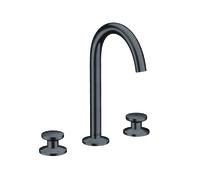 hansgrohe AXOR One Grifería de lavabo de 3 agujeros Select+ 170 con juego de desagüe Push-Open, proyección 140mm, 48070340, Color: Cromo negro cepillado