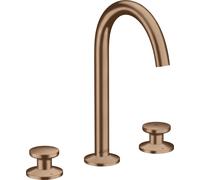 hansgrohe AXOR One Grifería de lavabo de 3 agujeros Select+ 170 con juego de desagüe Push-Open, proyección 140mm, 48070310, Color: Oro rojo cepillado