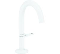 hansgrohe AXOR One grifería de lavabo Select+ 140 con desagüe automático push-open, 122 mm de saliente, 48010700, Color: Blanco Mate