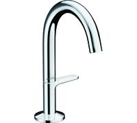 hansgrohe AXOR One grifería de lavabo Select+ 140 con desagüe automático push-open, 122 mm de saliente, 48010000, Color: cromado