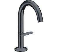 hansgrohe AXOR One grifería de lavabo Select+ 140 con desagüe automático push-open, 122 mm de saliente, 48010340, Color: Cromo negro cepillado