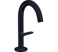 hansgrohe AXOR One grifería de lavabo Select+ 140 con desagüe automático push-open, 122 mm de saliente, 48010670, Color: Negro Mate