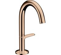 hansgrohe AXOR One grifería de lavabo Select+ 140 con desagüe automático push-open, 122 mm de saliente, 48010300, Color: Oro rojo pulido